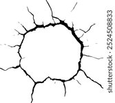 Ground Crack Breaks Land Surface Frame Style. EPS10 Vector