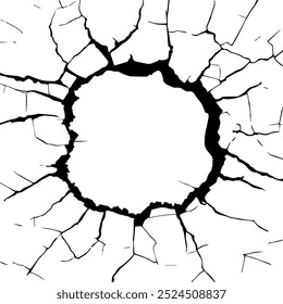 Ground Crack Breaks Land Surface Frame Style. EPS10 Vector