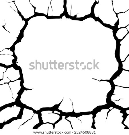 Ground Crack Breaks Land Surface Frame Style. EPS10 Vector