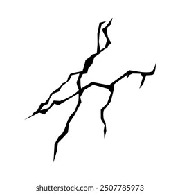 Ground crack, land surface and breaks from earthquake isolated on white background. Black fractures, fissure in ground, crevices from disaster or drought vector illustration.
