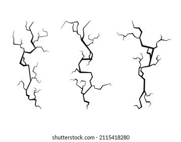 Ground Cracked Surface Set. Damaged Texture. Vector