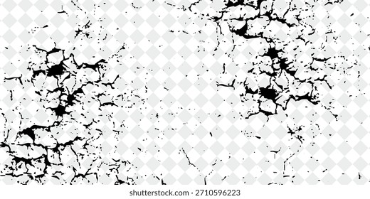 Grietas de tierra, roturas en la superficie de la tierra del terremoto aislado en fondo transparente. Vector realista conjunto de fisuras en el suelo, grietas de desastre o sequía, fracturas negras vista superior