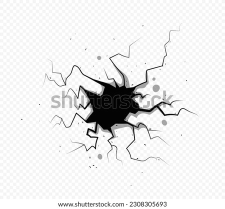 Ground cracks concept. Texture on copy space. Drought ground or surafec after Earthquake Template, layout and mock up. Cartoon flat vector illustration isolated on transparent background
