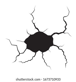 Ground cracks. Earthquake and ground cracks, hole effect, craquelure and damaged wall texture. Vector illustrations can be used for topics earthquake, crash, destruction