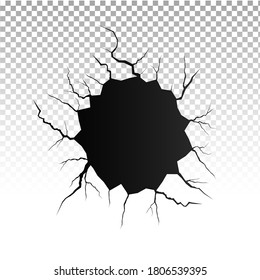 Ground cracks. Earthquake and ground cracks, hole effect, craquelure and damaged wall texture. Vector illustrations can be used for topics earthquake, crash, destruction