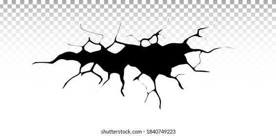 Ground cracks. Earthquake and ground cracks, hole effect, craquelure and damaged wall texture. Vector illustrations for earthquake, crash, destruction