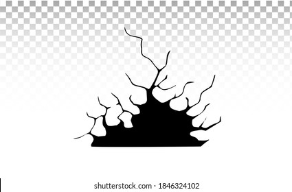 Ground cracks. Earthquake and ground cracks, hole effect, craquelure and damaged wall texture. Vector illustrations for earthquake, crash, destruction
