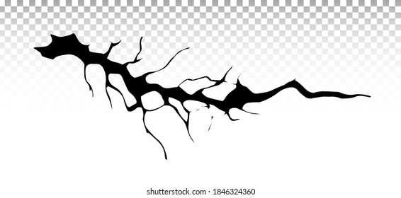 Grietas de tierra. Grietas de terremotos y de tierra, efecto de hoyo, craquelura y textura de pared dañada. Ilustraciones vectoriales para terremotos, choques, destrucción