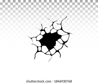 Ground cracks. Earthquake and ground cracks, hole effect, craquelure and damaged wall texture. Vector illustrations for earthquake, crash, destruction
