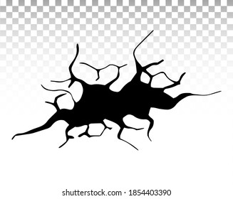 Ground cracks. Earthquake and ground cracks, hole effect, craquelure and damaged wall texture. Vector illustrations for earthquake, crash, destruction