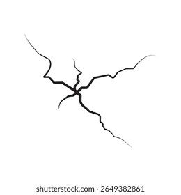 Ground cracks vector collection isolated on white background.  Earthquake and wall cracks, hole effect, crash, craquelure and damaged wall texture. Vector illustration.