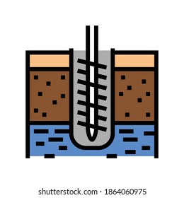 Farbsymbol für Bodenbohren, Vektorgrafik. Bodenbohrzeichen einzelne Symbolillustration