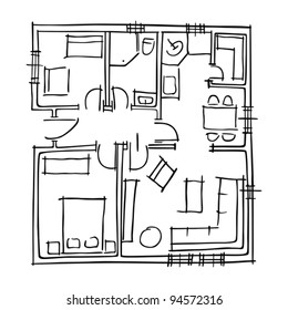 Ground floor blueprint sketch