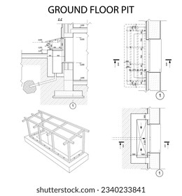 Ground floor pit vector architectural project