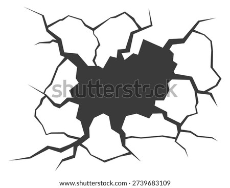 Ground fractures. Rough surface destruction black element