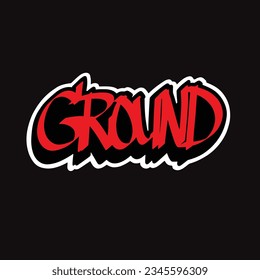 Ground graffiti text drawing in handwriting font simple style design art illustration