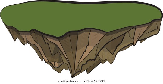 The ground ,Green island  floating in the air