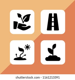 ground icon. 4 ground set with plant, sprout and street vector icons for web and mobile app