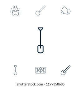 Ground icon. collection of 7 ground outline icons such as shovel, paw. editable ground icons for web and mobile.