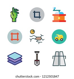 ground icon set. vector set about layers, highway, zombie and coffee grinder icons set.