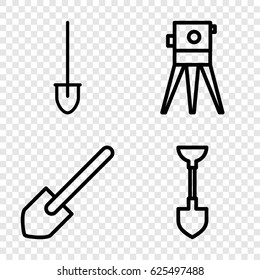 Ground icons set. set of 4 ground outline icons such as shovel