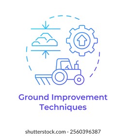 Ground improvement techniques blue gradient concept icon. Enhancing physical properties of soil. Geotech. Round shape line illustration. Abstract idea. Graphic design. Easy to use in presentation