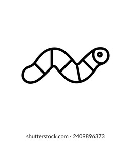 Ground Insect and Soil Worm Line Icon. Earthworm and Caterpillar Icon in Black and White Color.