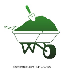 Ground inside wheelbarrow in green white