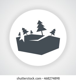 ground landslide icon, circle vector on  white background