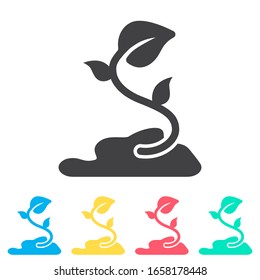 Ground leaf multi color icon set. Simple glyph, flat vector of spring icons for ui and ux, website or mobile application