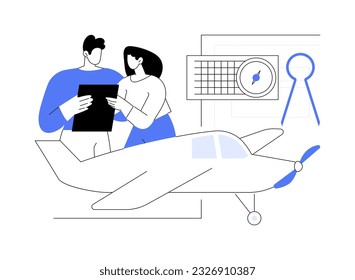 Ground lessons abstract concept vector illustration. Man with private pilot courses instructor, personal air transport, flight school, training process, ground lesson abstract metaphor.
