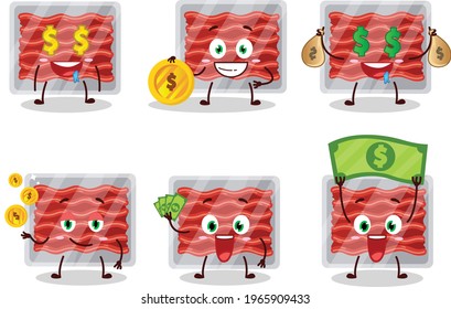 Ground meat cartoon character with cute emoticon bring money