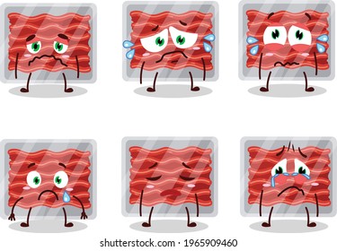 Ground meat cartoon character with sad expression