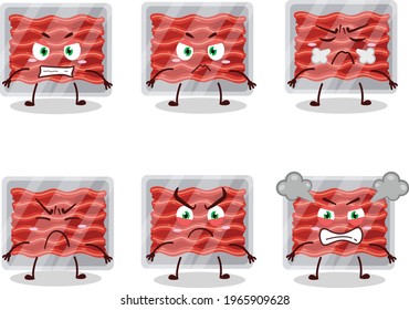 Ground meat cartoon character with various angry expressions