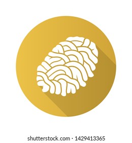 Ground meat flat design long shadow glyph icon. Butchers product. Ingredient for meatballs. Meat production and sale. Butchery business. Vector silhouette illustration