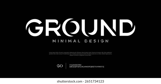Ground Minimal modern logo alphabet font. Typography abstract minimalist sans serif technology, electronic, digital, music, movie, creative logos fonts. vector illustration
