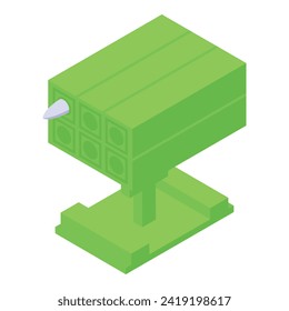 Icono del sistema de misiles terrestres vector isométrico. Vehículo mortero. Unidad de modelo