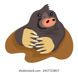 Ground mole cute cartoon vector isolated.