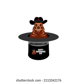 ground pig logo design, Groundhog Day falls on February 2 in the United States,ground pig wearing a magic hat