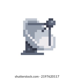 Ground satellite antenna, vintage pixel art icon. Design for logo, sticker and mobile app. Poster, picture cartoon flat style. Isolated vector illustration. 
