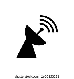 Antena de Satélite Terrestre com Linhas de Onda Apontando para Cima Ícone Representando Tecnologia de Comunicação