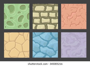 Zusammenstellung nahtloser Spielmuster am Boden, Textursammlung für Vektorsteine