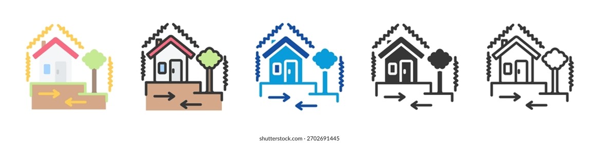 ground shaking icon set multi style various collection