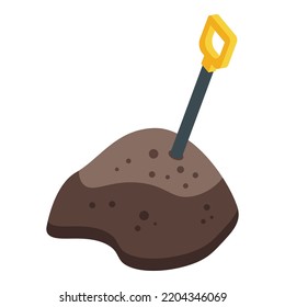 Bodenschaufel-Symbol Isometrisch auf geschliffenem Schaufel, Vektorsymbol für Webdesign einzeln auf weißem Hintergrund