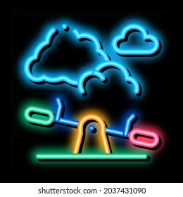 ground slide swing neon light sign vector. Glowing bright icon ground slide swing sign. transparent symbol illustration