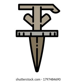 Icono de riego de rociado en tierra. Icono del vector de riego de rociado de suelo de contorno para diseño web aislado en fondo blanco