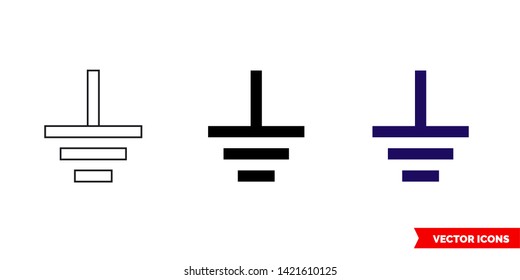 Ground symbol icon of 3 types: color, black and white, outline. Isolated vector sign symbol.