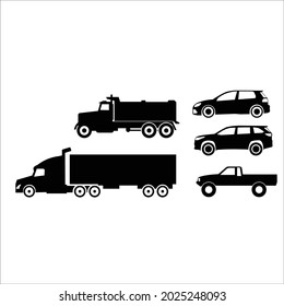 ground transportation silhouette set vector design