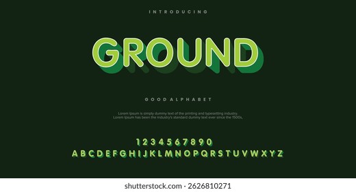 Ground Vector advertising banner Classic Cuisine. Modern 3D Font. Bright Alphabet Letters and Numbers set.