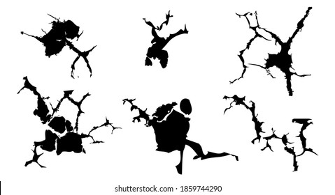 Grietas de tierra o pared. Ilustración vectorial de estilo plano.